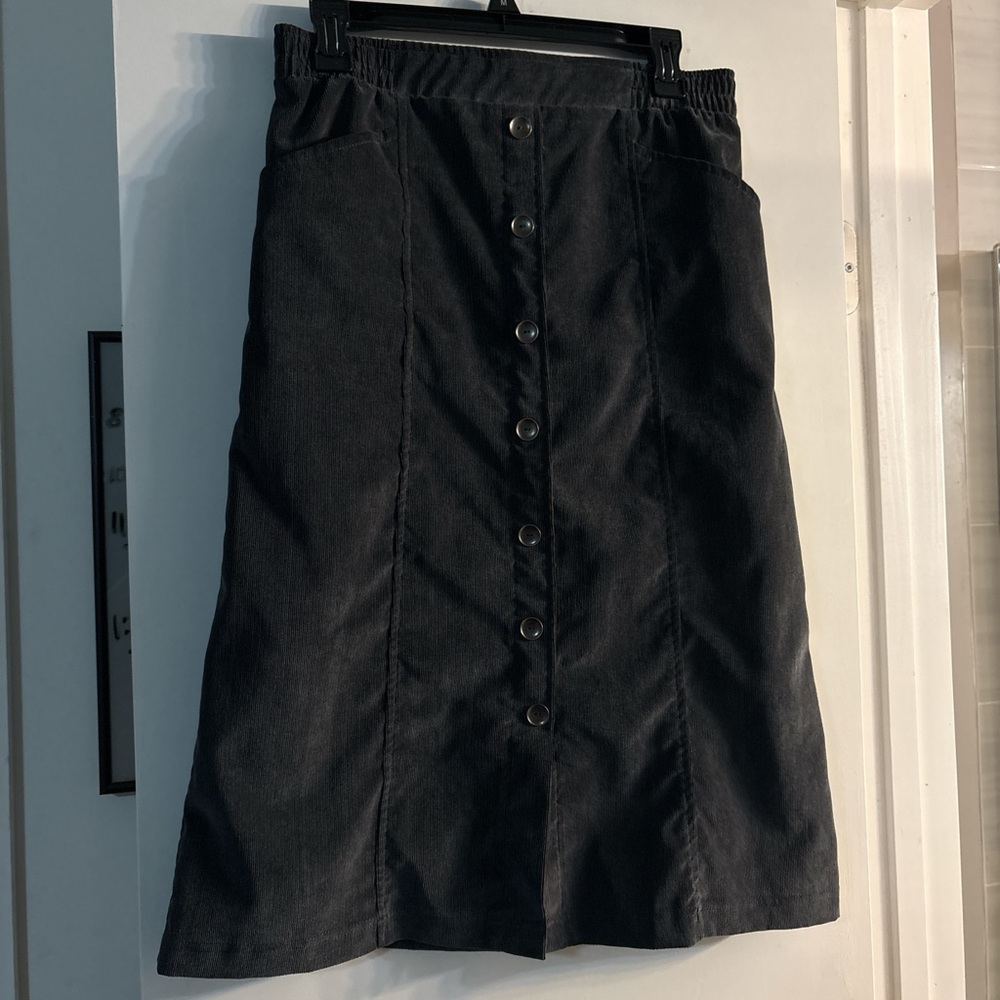 Navy Button-Front Women's Skirt